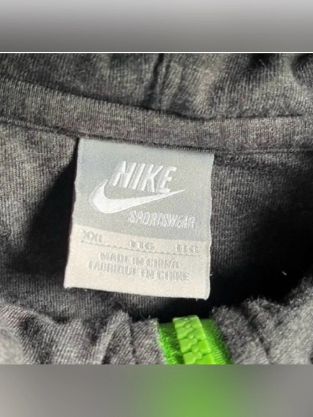 Nike Zip Up Hoodie Sweatshirt Gray and Neon Green XXL